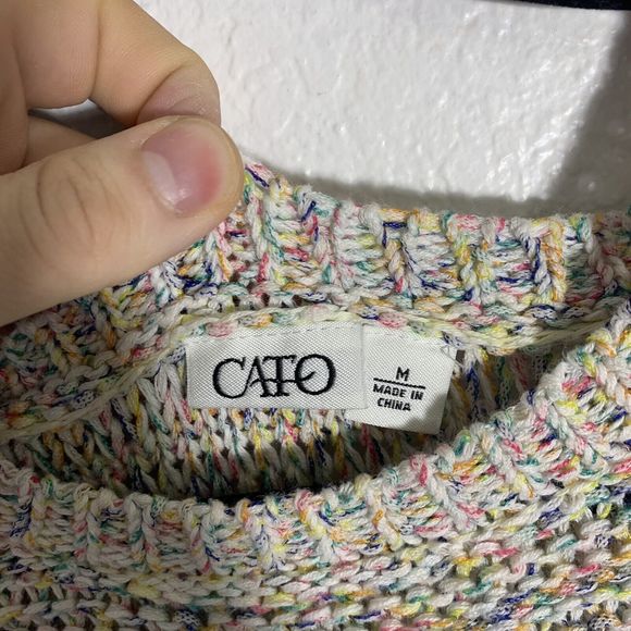 Cato Sweater Knitted Medium Multi-color Long Sleeve - Picture 4 of 5